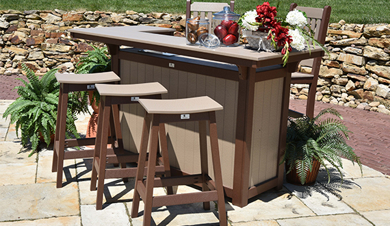 Poly Outdoor Bar counter and stools.