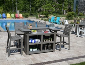 Outdoor Island and Bristol Chairs in Coastal Gray