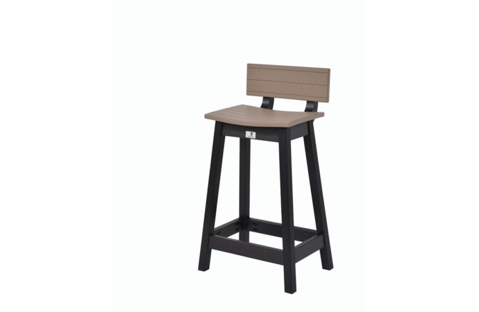 Poly bar stool with a low back.