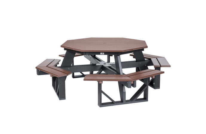 Octagon picnic table with benches.