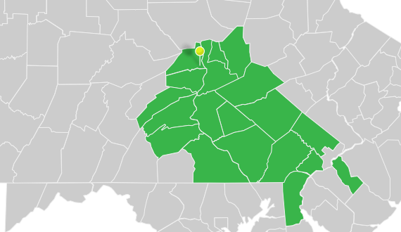 Service area map of PA