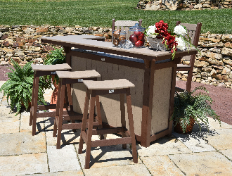 Bar height table, chairs, and stools.